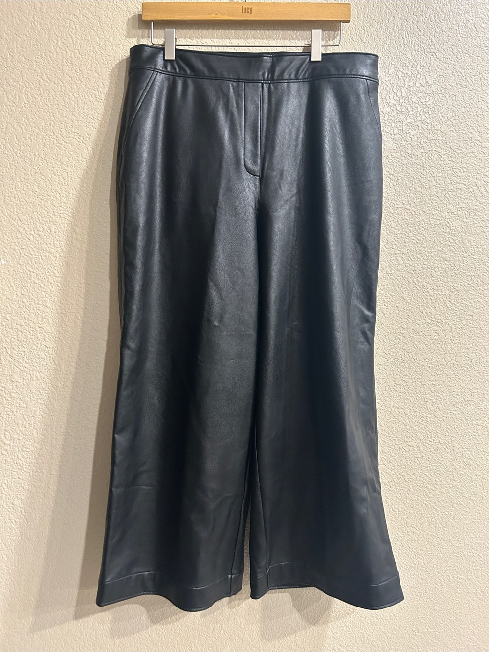 SPANX Black faux leather wide leg women’s size XL